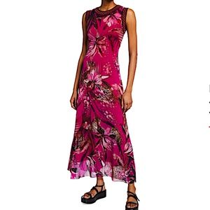 Fuzzi Jungle Print Knit Trim Maxi Tank Dress